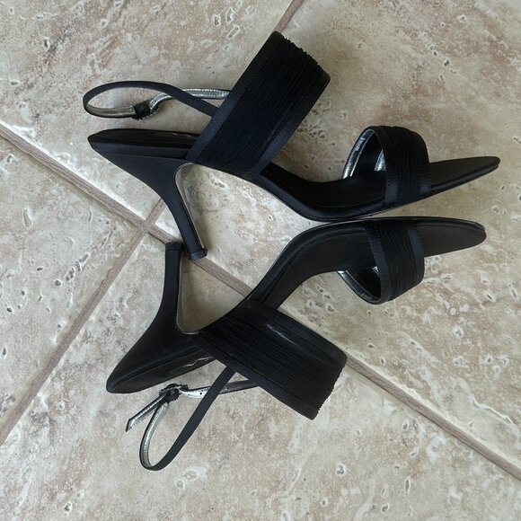 MIA BLACK MESH DRESS SHOE SANDALS HEELS W/RHINESTONE BUCKLE:PREOWNED BLACK 8 1/2 - Picture 10 of 15